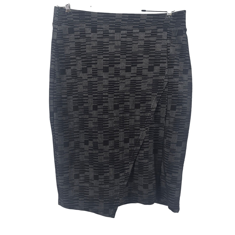 Maeve Anthropologie Pencil Skirt Womens Large Black Grey Geometric Textured Slit